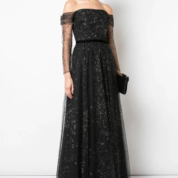 Marchesa Dresses & Skirts - Marchesa Notte Off-the-Shoulder Glitter Tulle Gown